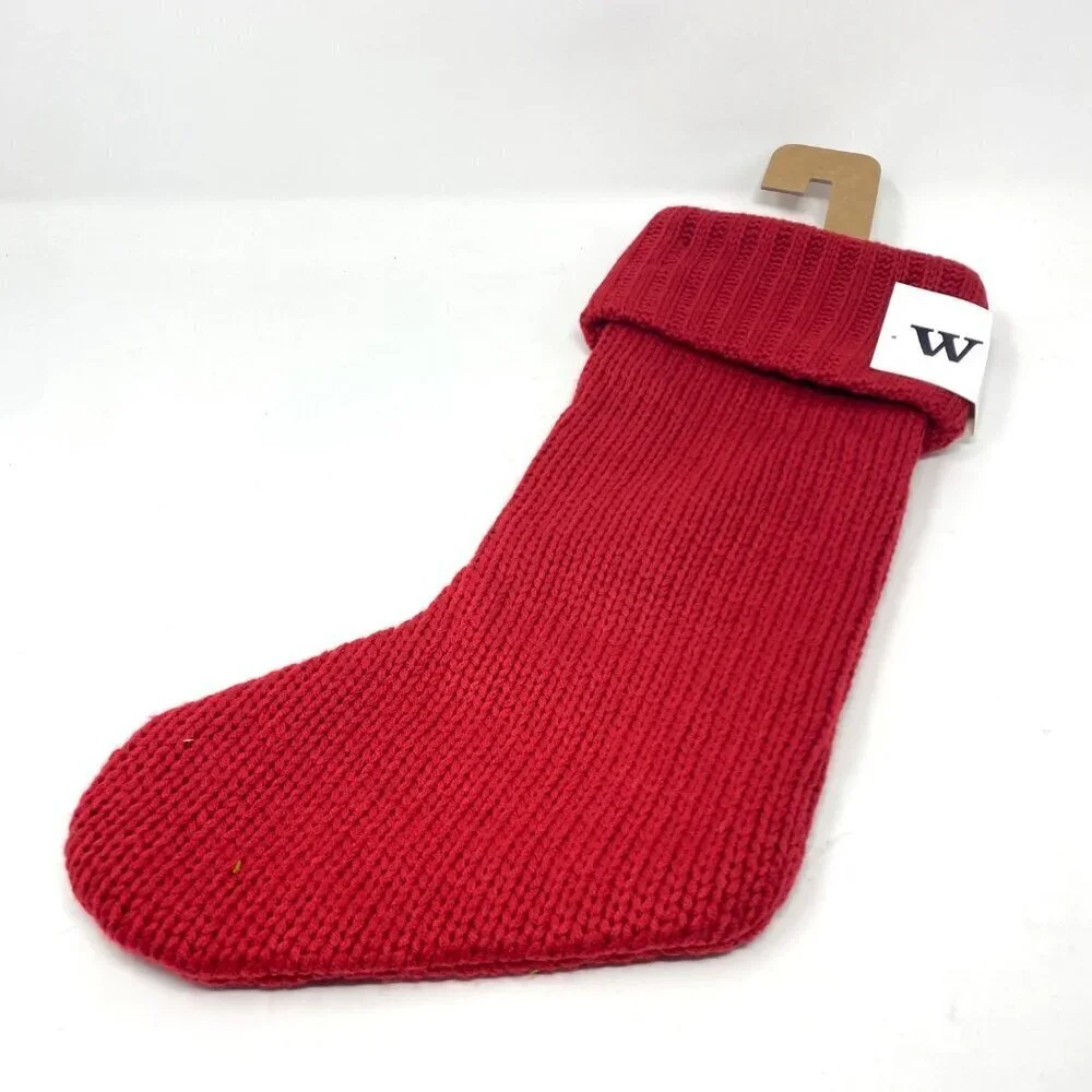 Target Wondershop Knit Monogram Christmas Stocking Red White 20